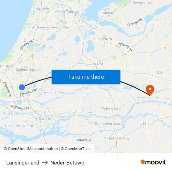 Lansingerland to Neder-Betuwe map