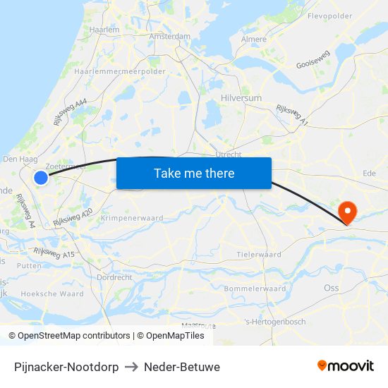 Pijnacker-Nootdorp to Neder-Betuwe map