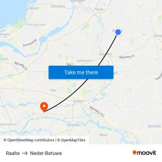 Raalte to Neder-Betuwe map