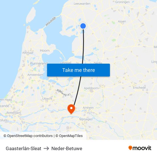 Gaasterlân-Sleat to Neder-Betuwe map