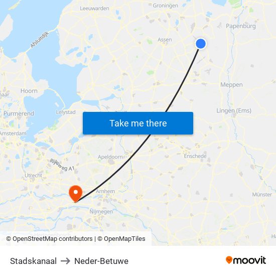 Stadskanaal to Neder-Betuwe map