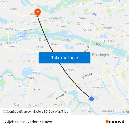 Wijchen to Neder-Betuwe map