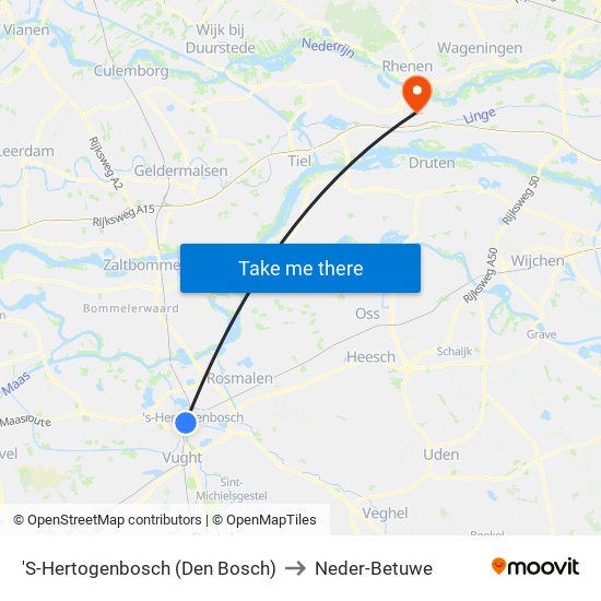 'S-Hertogenbosch (Den Bosch) to Neder-Betuwe map