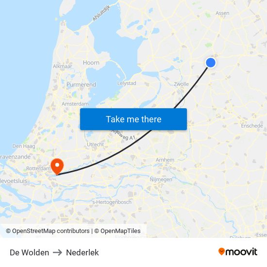 De Wolden to Nederlek map