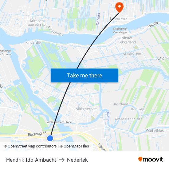 Hendrik-Ido-Ambacht to Nederlek map