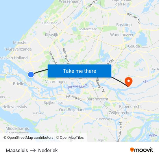 Maassluis to Nederlek map