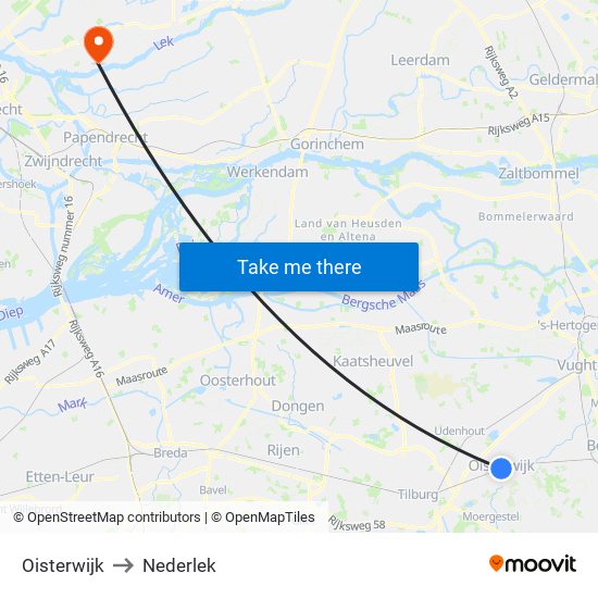 Oisterwijk to Nederlek map
