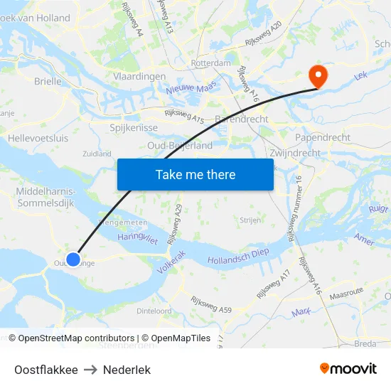 Oostflakkee to Nederlek map