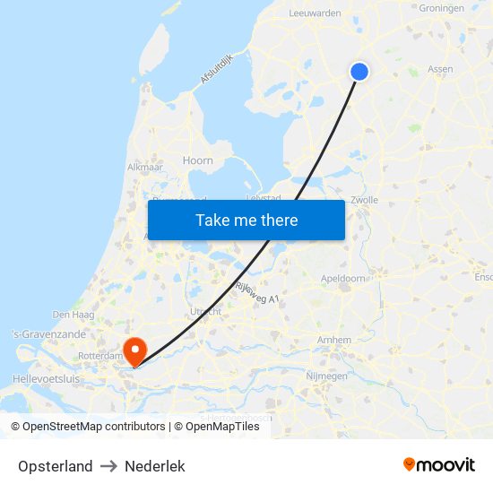 Opsterland to Nederlek map