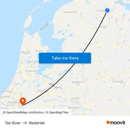 Ten Boer to Nederlek map