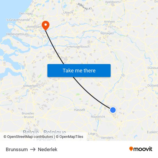 Brunssum to Nederlek map