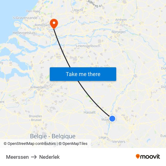 Meerssen to Nederlek map