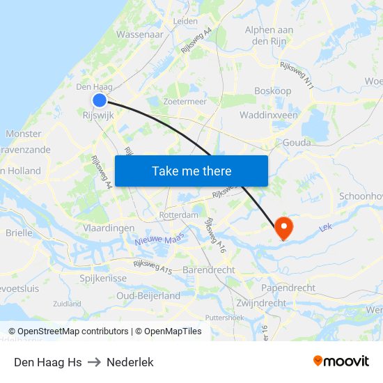 Den Haag Hs to Nederlek map