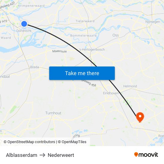 Alblasserdam to Nederweert map