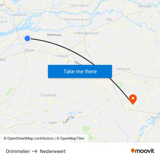 Drimmelen to Nederweert map