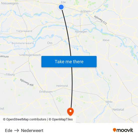 Ede to Nederweert map