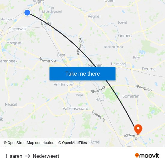 Haaren to Nederweert map