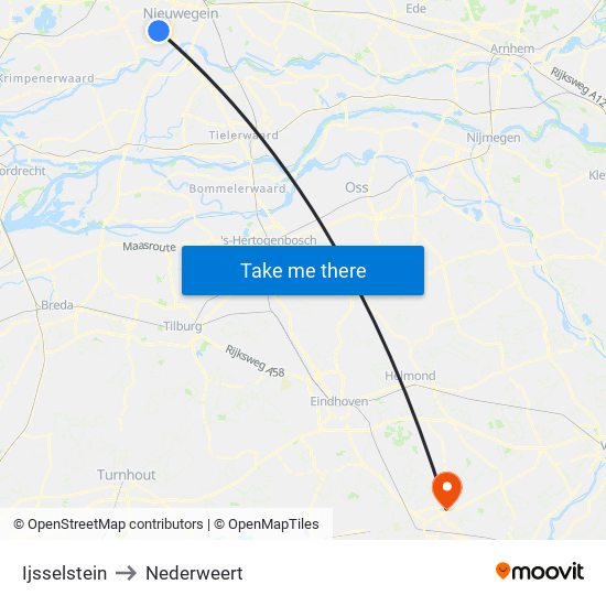 Ijsselstein to Nederweert map