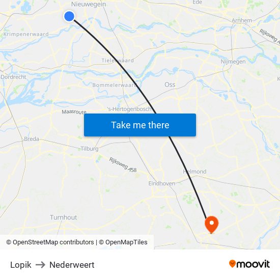Lopik to Nederweert map
