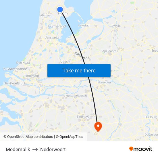 Medemblik to Nederweert map