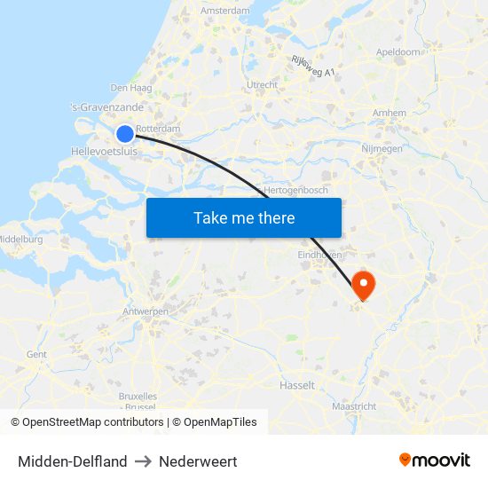 Midden-Delfland to Nederweert map