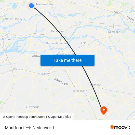 Montfoort to Nederweert map