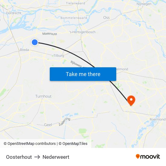 Oosterhout to Nederweert map