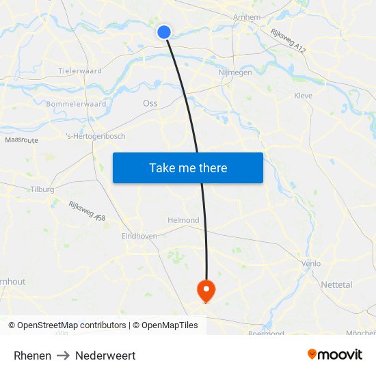 Rhenen to Nederweert map