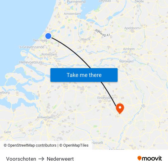 Voorschoten to Nederweert map