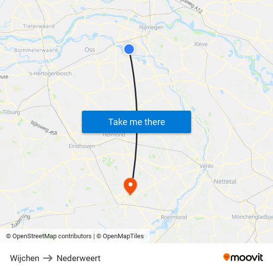 Wijchen to Nederweert map