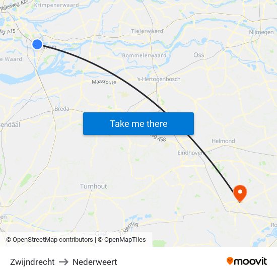 Zwijndrecht to Nederweert map