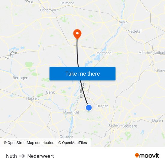 Nuth to Nederweert map