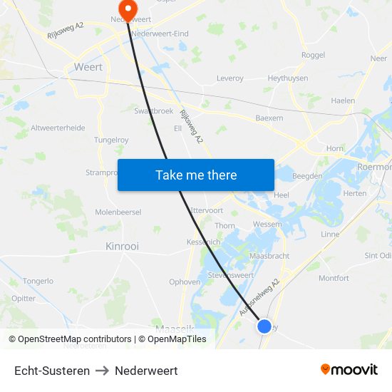 Echt-Susteren to Nederweert map