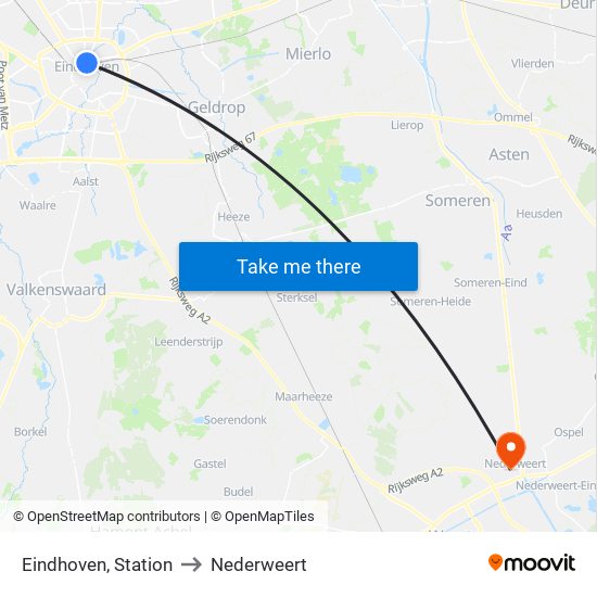 Eindhoven, Station to Nederweert map