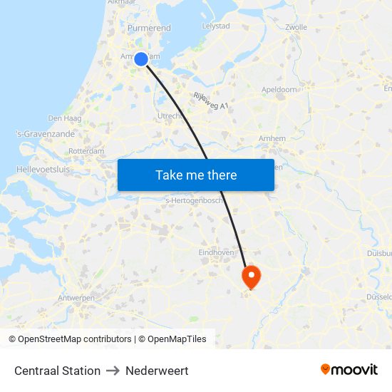 Centraal Station to Nederweert map