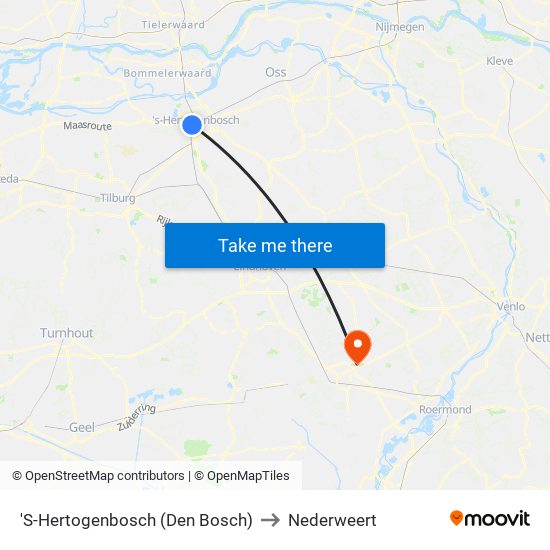 'S-Hertogenbosch (Den Bosch) to Nederweert map