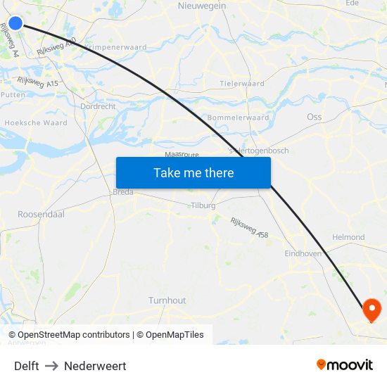 Delft to Nederweert map
