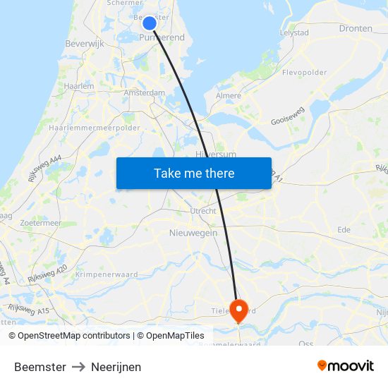 Beemster to Neerijnen map