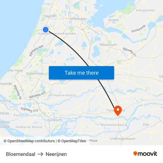 Bloemendaal to Neerijnen map