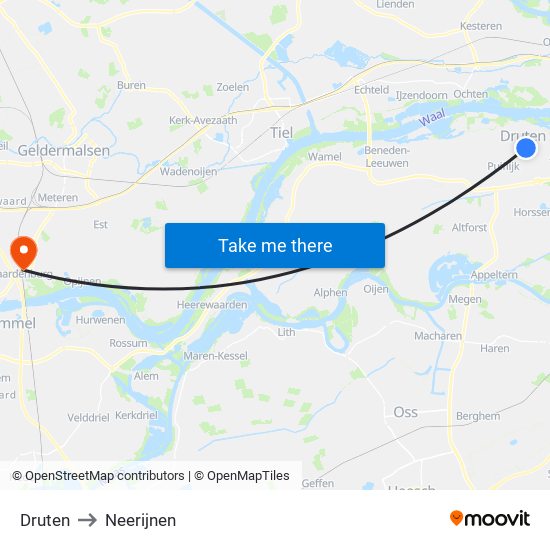 Druten to Neerijnen map