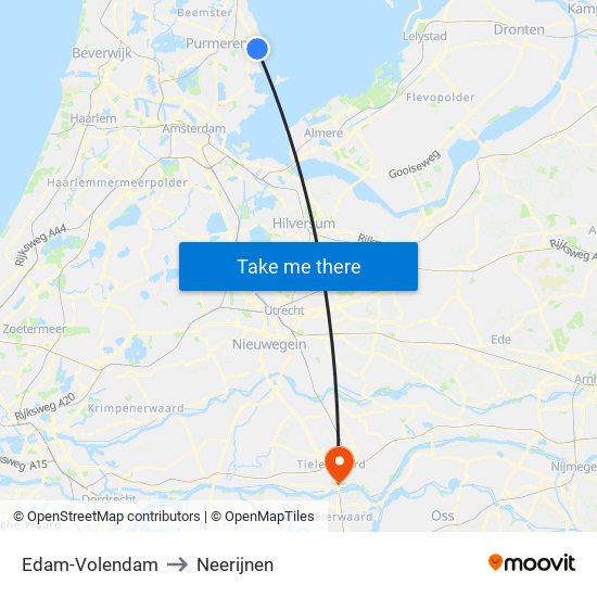 Edam-Volendam to Neerijnen map