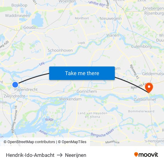 Hendrik-Ido-Ambacht to Neerijnen map