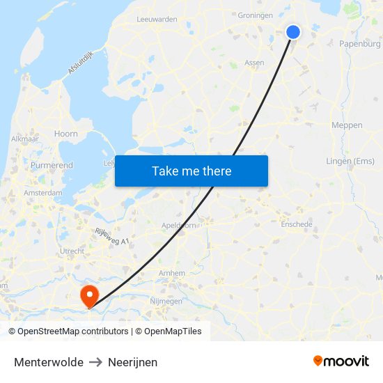 Menterwolde to Neerijnen map