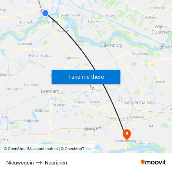 Nieuwegein to Neerijnen map