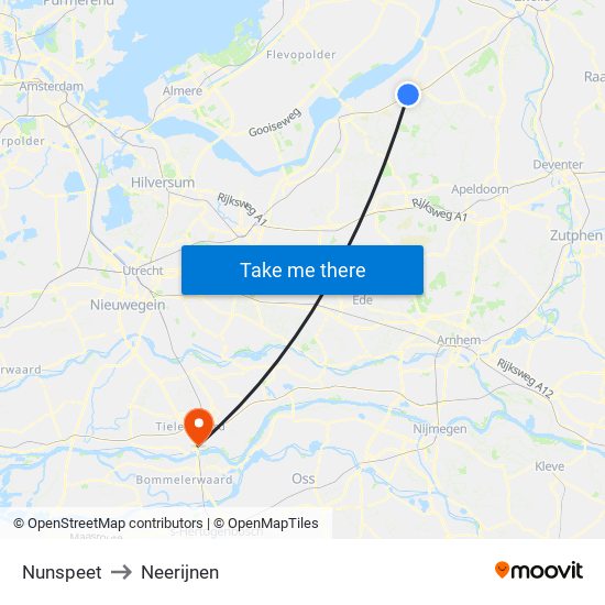 Nunspeet to Neerijnen map