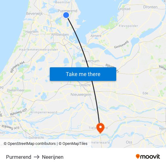 Purmerend to Neerijnen map