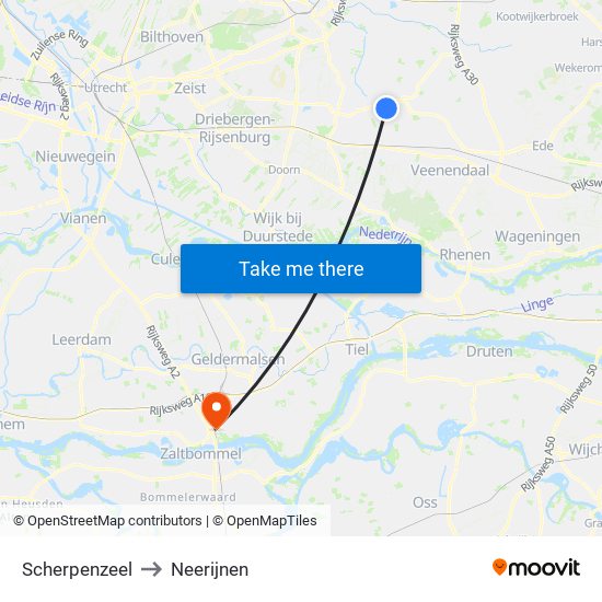 Scherpenzeel to Neerijnen map