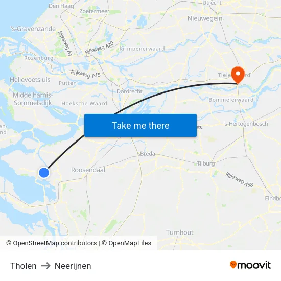 Tholen to Neerijnen map