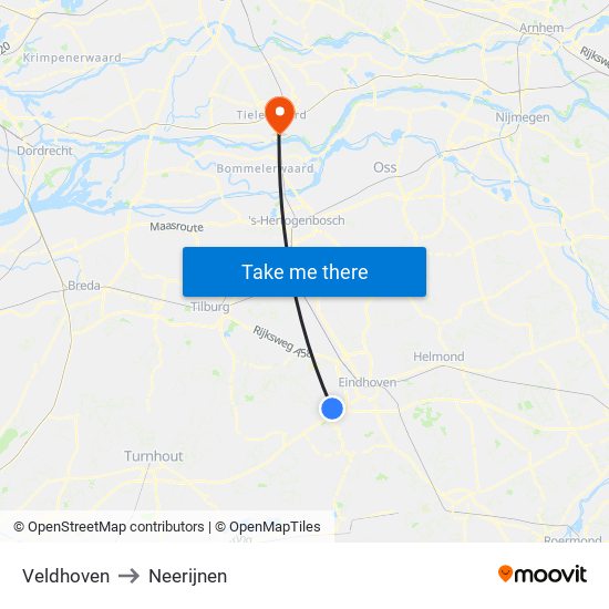 Veldhoven to Neerijnen map