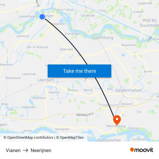 Vianen to Neerijnen map